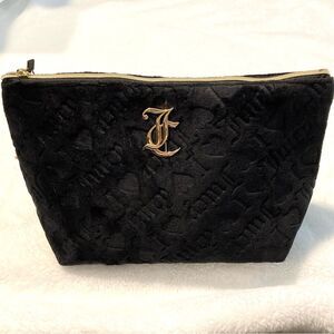 Juicy Couture Black Velour Large Makeup Cosmetic Bag Travel Bottle NWT
